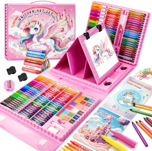 homicozy Art Supplies for Kids 208Pcs Unicorn Drawing Kit for Age 4–12 Gift