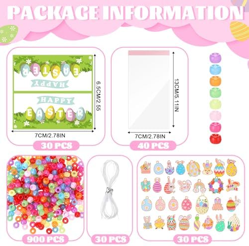 Soulchen 30 Sets Easter Bracelet Craft Kit Beads for Jewelry Making DIY