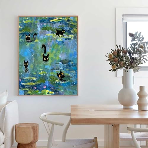 Black Cat Diamond Art Kits for Adults, Diamond Painting for Beginner 5DDIY