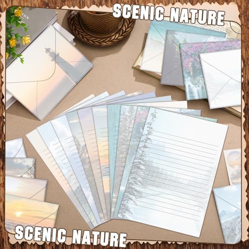 TaoBary 160 Pcs Scenic Nature Stationery Paper and Envelopes Set