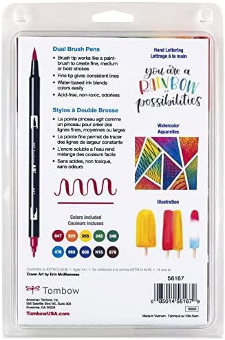 Tombow Dual Brush Marker 10-Piece Set: Primary