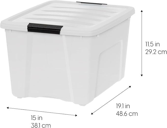 IRIS USA 4-Pack 40 Quart Storage Bins with Lids, Pearl