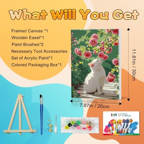 SmartEZ Paint by Numbers Kit for Adults with Frame, Cat Paint by Number
