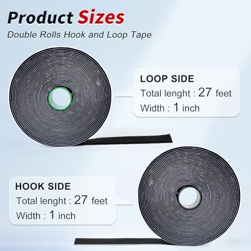 1 Inch x 27Ft Hook and Loop Strips with Adhesive, Double Sided Self Adhesive, Nylon Self Tape for Home Office School and Crafting