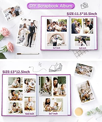 Popotop Photo Album Self Adhesive Scrapbook Album for 4x6 5x7 8x10 Pictures DIY Photo Book as Scrapbooking Supplies Kits, Birthday Gifts for Women Mom Wedding Baby Family Travel