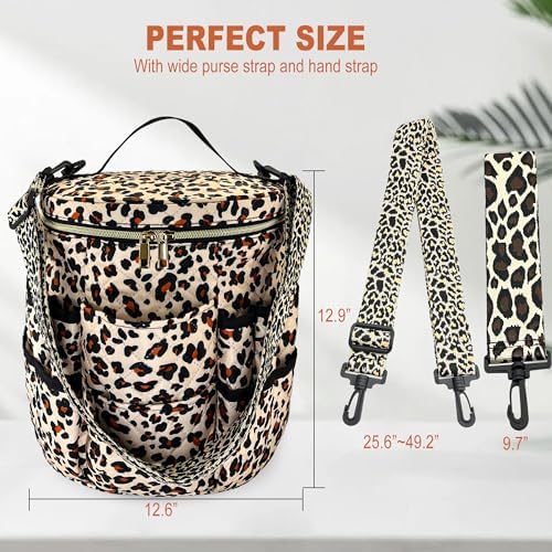 GuirCygne Crochet Bag Organizer – Durable & Heavy Duty Yarn Storage, Spacious 6L Knitting Bag for Crafters and Beginners, Easy-to-Use Leopard