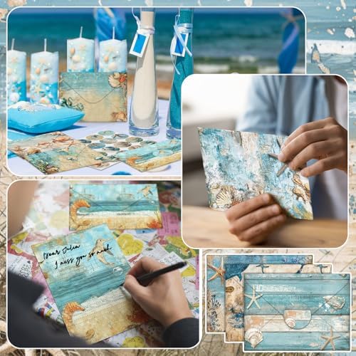 TaoBary 160 Pcs Ocean Stationery Paper and Envelopes Set, 5.5 x 8.25''
