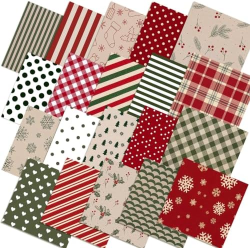 HunnmingRe 20 Pcs 10''x10'' Vintage Christmas Quilting Fabric Square