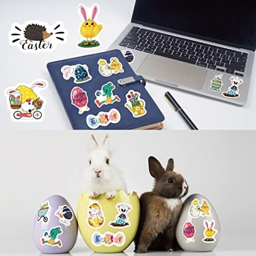 100Pcs Easter Stickers for Kids | Bunny Stickers Vinyl Waterproof Stickers Pack, Easter Gifts for Kids - Easter Egg Fillers for Kids & Easter Basket Stuffers