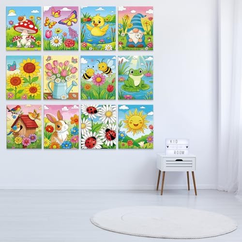 Louise Maelys 12 Pack Pre Drawn Canvas for Painting for Kids,8x10 Inch