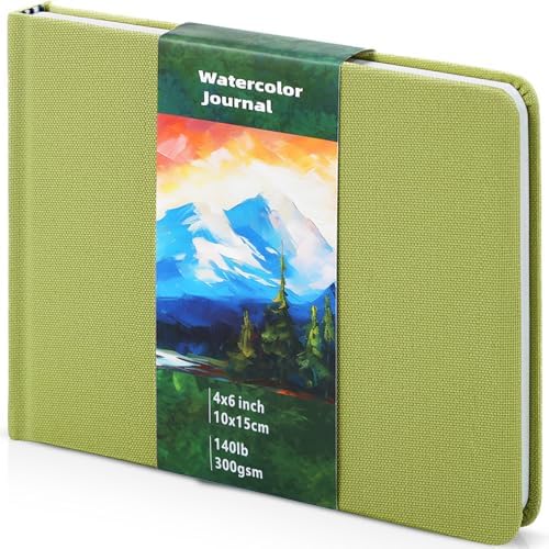 6 x 4in Watercolor Sketchbook Journal Square Watercolor Notebook Green