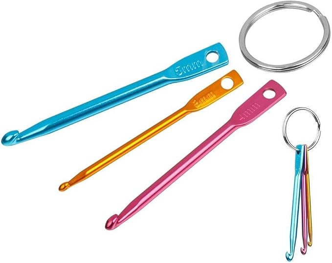 Zuoyou 4 Sets Mini Keychain Aluminum Crochet Hooks Knitting Needles | 3 Sizes/Set (3mm,4mm,5mm) Suitable for Yarn Knitting Beginners