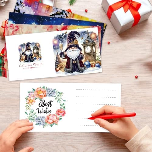 DDGYP 6 Pack Gnome Diamond Art Cards Kit with Envelopes