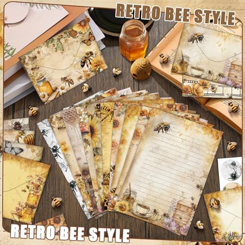TaoBary 160 Pcs Vintage Bee Butterfly Stationery Paper and Envelopes Set
