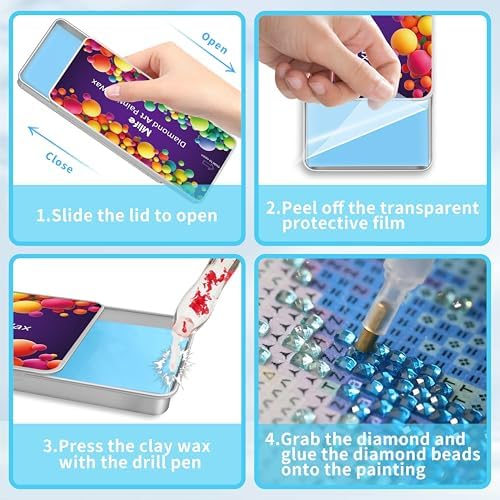 Mlife 3Pcs Diamond Art Wax Glue Clay Set with Slide Storage Box, Diamond Art Painting Glue Wax for Diamond Art Kits, Diamond Art Painting Accessories and Tools, DIY Diamond Embroidery Tool