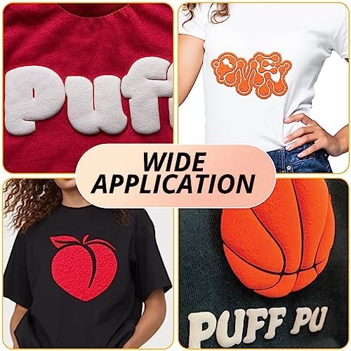 HTVRONT Puff Vinyl Heat Transfer, 10" x 6ft Black Puff Vinyl