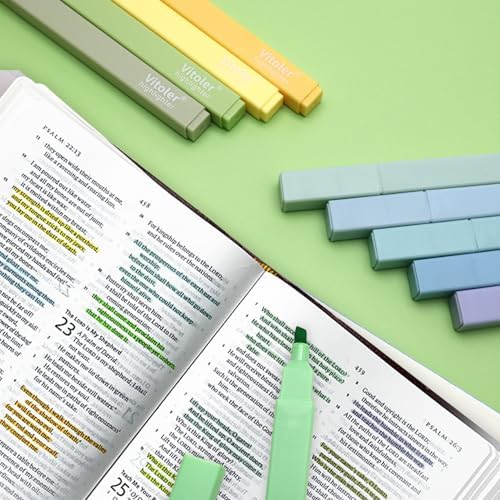 Vitoler Highlighters, Cute Assorted Colors, No Bleed Chisel Tip,10Pcs | Cute Pastel,No Bleed,Bible Study for Journaling Planner Notes School Supplie