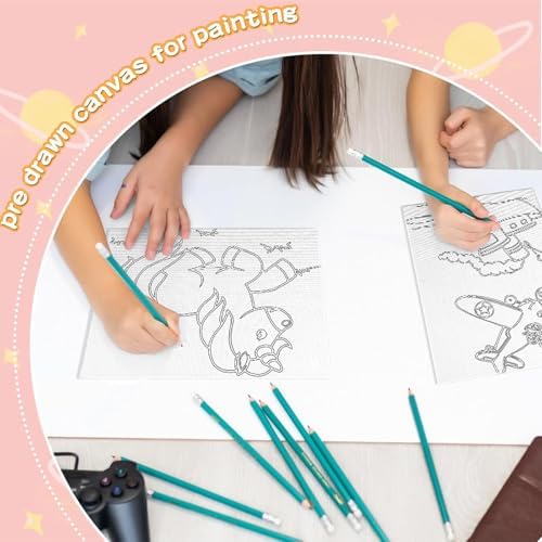 Fulmoon 48 Pcs Pre Drawn Canvas for Painting for Adults Preprinted Bulk 7.8 x 5.8 Inch Pre-Stenciled Painting Canvas Panels for DIY Party Favor Gift Activities, 12 Style