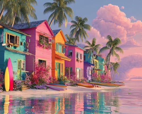 TELMOXA Beach Paint by Numbers Kit for Adults, 16x20 in