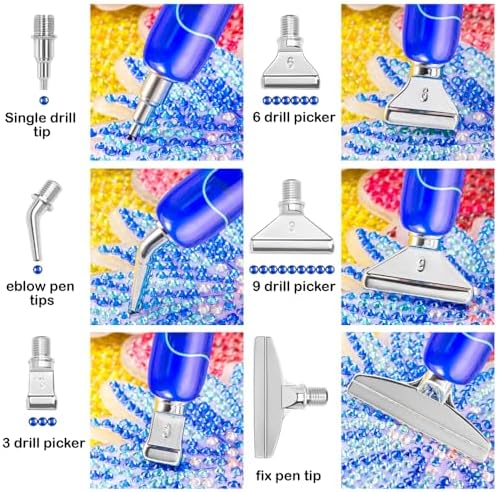 RaySoar Diamond Art Pens Diamond Art Tools Painting Pen with Screw Metal Tips Multi-Placer Tool Accessories for Adults Gem Rhinestone Picker Stylus Blue
