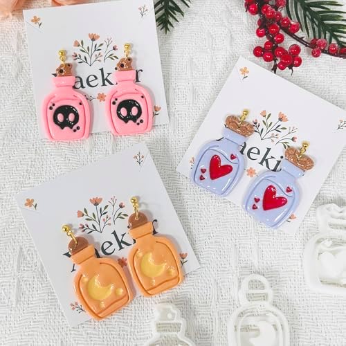 Xaekicr 3PCS Magic Potion Bottle Polymer Clay Cutters Set – Halloween Clay Earring Cutters Molds for DIY Earrings & Jewelry Making – Fun Clay Tools for Polymer Crafts