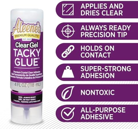 Aleene's Clear Gel Tacky Glue for Crafts in Always Ready Bottle, Nontoxic, Applies and Dries Clear, 4 fl oz