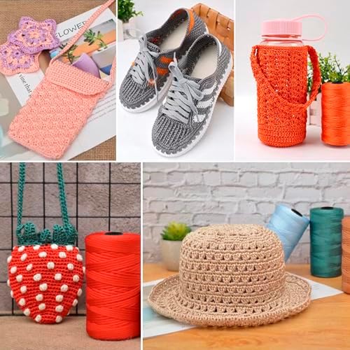 JeogYong Polypropylene Ribbon Yarn 3mm x 218 Yards Flat Macrame Cord 3mm Crochet Yarn for Handbags, Shopping Bags, Sun Hats, Shoes, DIY Crafts, Decorative Projects