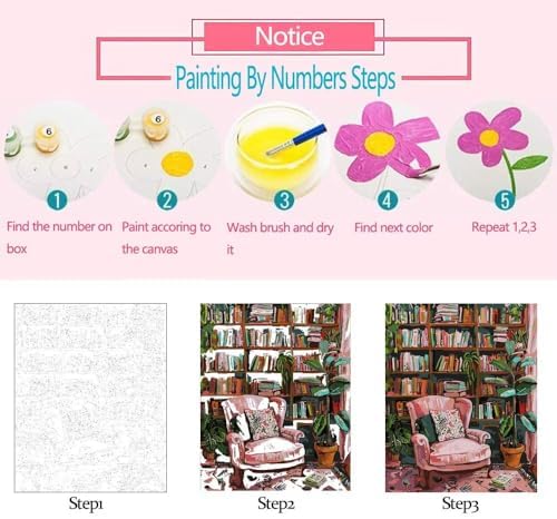 Poppy Flower Paint by Number for Adults Oil Painting for Kids,Paint by Number Blooming Flower Paint by Numbers Abstract Paint by Number Kits Graffiti Paint by Numbers for Beginner（DIY Frame）