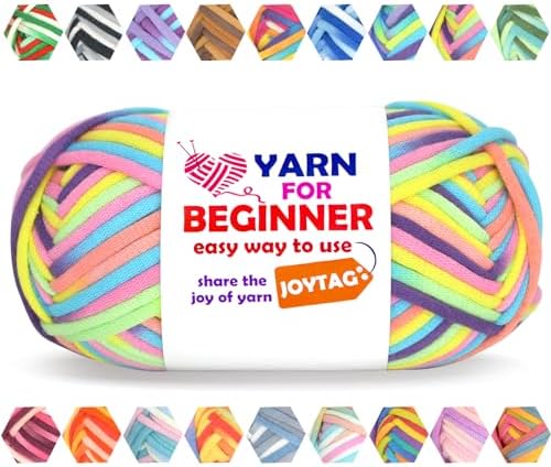50g Rainbow Beginner Crochet Yarn for Crocheting and Knitting Multicolor Cotton Crochet Yarn for Beginners Easy Yarn for Beginners(Rainbow 03)