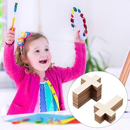 meekoo 36 Pieces Blank Wood Cutouts Unfinished Cross Shaped Wooden Pieces