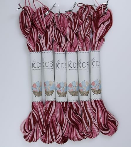 KCS Big skeins of 25 Meters Size 25 Color Variegated Cross Stitch Stranded Threads,6 skeins,99