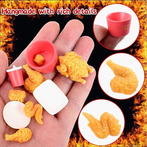 Mini Chicken Bucket Ornaments, 10 Pcs Resin Fast Food Decor