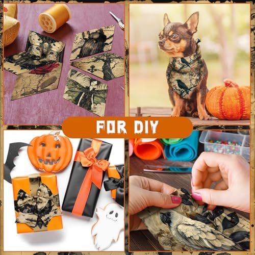 HunnmingRe 20 Pcs 10''x10'' Vintage Halloween Quilting Fabric Squares