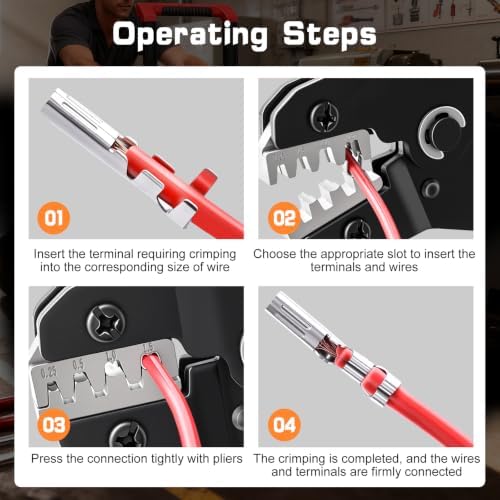 smseace 24-16 AWG Wire Crimping Tool, Ratchet Crimper Tool for Open Barrel Terminal Connectors,Electrical Terminal Crimper