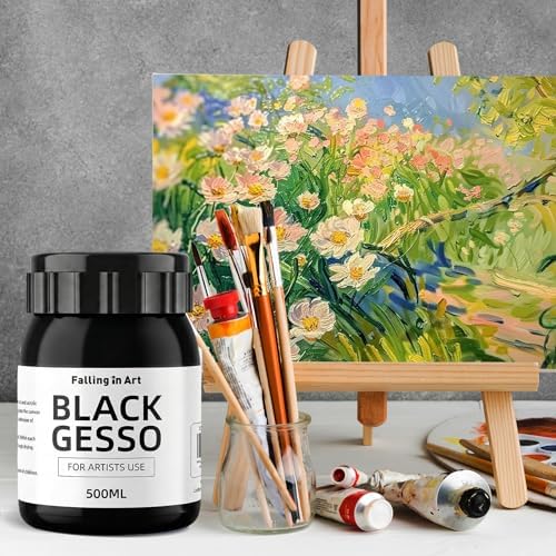 Falling in Art 16.9 Oz Black Gesso Primer for Acrylic &Oil Painting