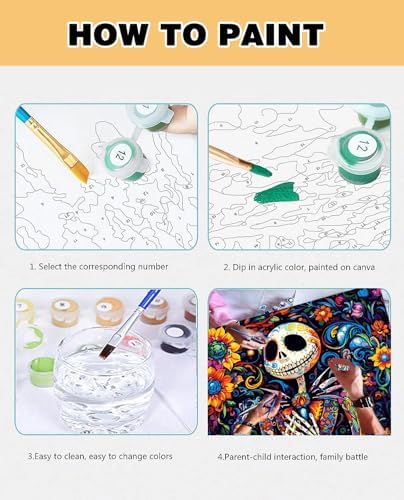 Halloween Jack Paint by Numbers Kit for Adults 16x12 inch (Without Frame) | Nightmare Before Christmas Adult Paint by Number Kits on Canvas, DIY Acrylic Oil Easy Painting by Numbers for Home Wall Decor