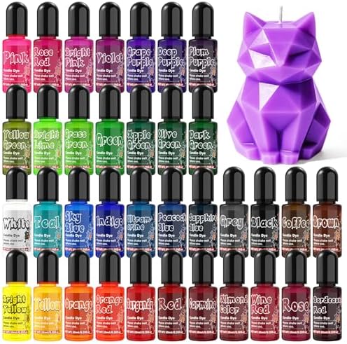 Candle Dye - 36 Colors Candle Color Dye, Non-Toxic, Highly Concentrated Candle Wax Dye for DIY Candle Making, Liquid Oil-Based Candle Dye for Soy Wax, Beeswax, Gel Wax - 10ml/Bottles