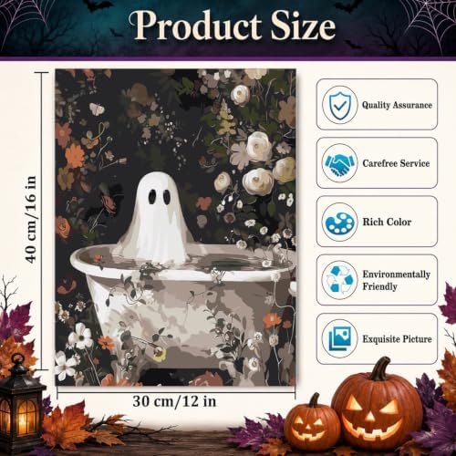 Halloween Paint by Numbers Kit for Adults,Paint by Number-Ghost 12x16 in