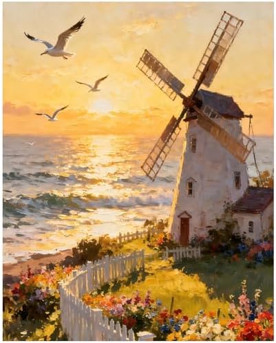 XTCIXAL Paint by Numbers Kit for Adults, Windmill, 16X20 Inch