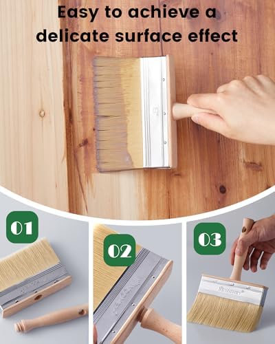 Voomey Deck Stain Brush 6 Inch, Limewash Brush for Wood, Deck Stain and Sealer Applicator, Strong Hold Paint Without Chipping, Quickly Paint Decks, Fences, Walls and Furniture