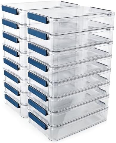 CATOOMUU 16-Pack 9x13 Shallow Flat Clear Plastic Storage Boxes