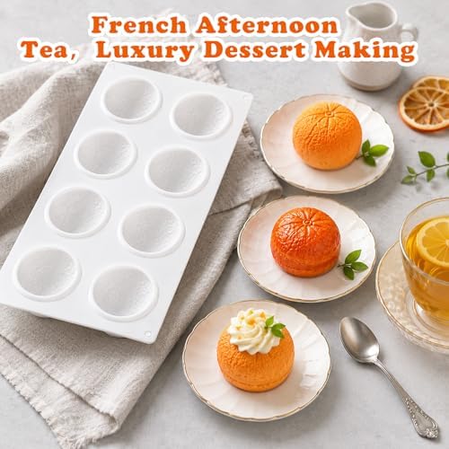 3D Orange Mold, 8 Cavity Citrus Silicone Mold, Fruit Shaped Baking Mold