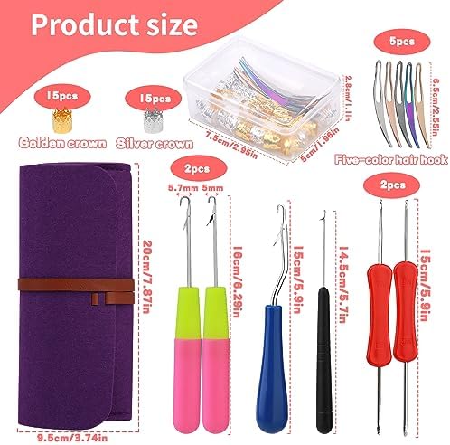 QMNNMA Dreadlock Crochet Hook, 48 Pcs Loc Crochet Needle for Hair