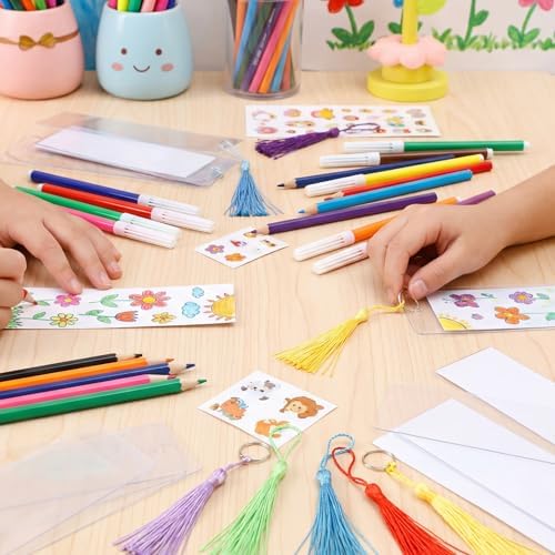60 Pack Clear Bookmark Sleeves, 5.7 x 1.81in Bookmark Holders with Hole