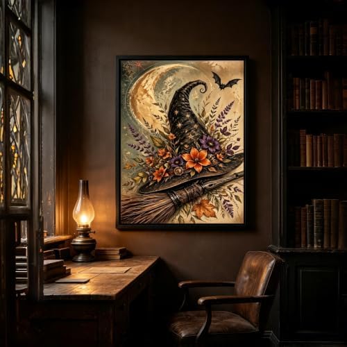 Halloween Diamond Painting Kit for Adults, Witch Hat Diamond Art Kit