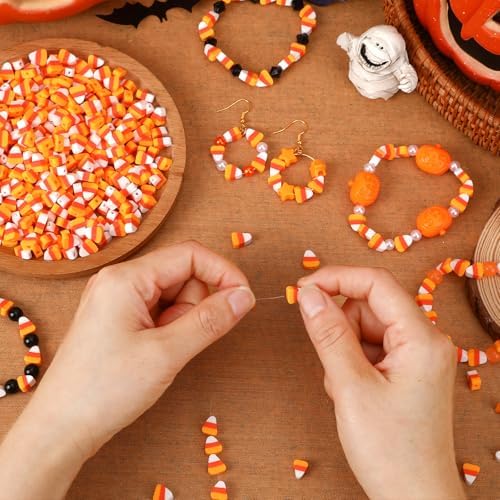 300Pcs Halloween Candy Corn Clay Beads for Jewelry Making