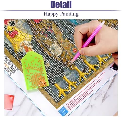VIGEGU Chicken Diamond Art Kits for Adults Beginners,Diamond Painting Kits for Adults,5D Full Drill DIY Diamond Dot Gem Art Kit Wall Home Decor Arts Craft 14x14 inch