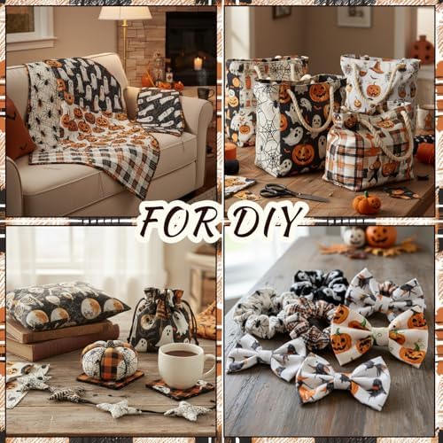 HunnmingRe 20 Pcs 10''x10'' Spooky Halloween Quilting Fabric Squares