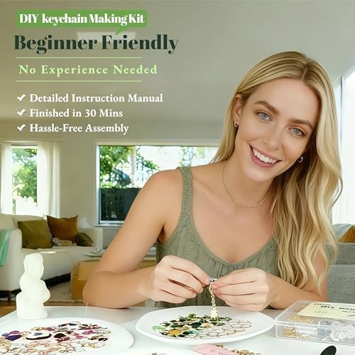 Kupor DIY Keychain Making Kit - Assorted Gold Enamel Charms, Storage Box, Instruction, 30-Min Quick Make, Bag Charms & Keychain Charms, Eco-Friendly, Craft Lovers, Ideal Gift for Any Festiva