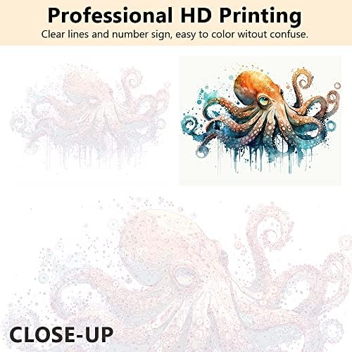 TUMOVO Adults Octopus Paint by Numbers, Colorful Marine Animal Painting, DIY Acrylic Painting Kit, Wall Decor, 16x20 Inch (Framed)